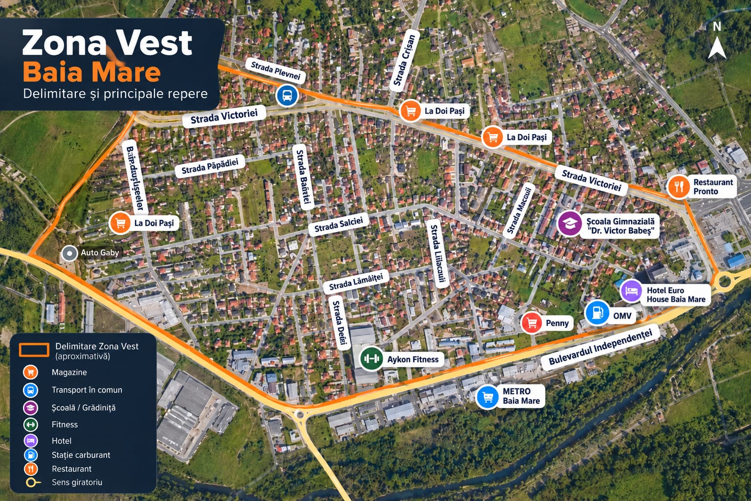 Zona Vest – Baia Mare: case, apartamente și blocuri noi